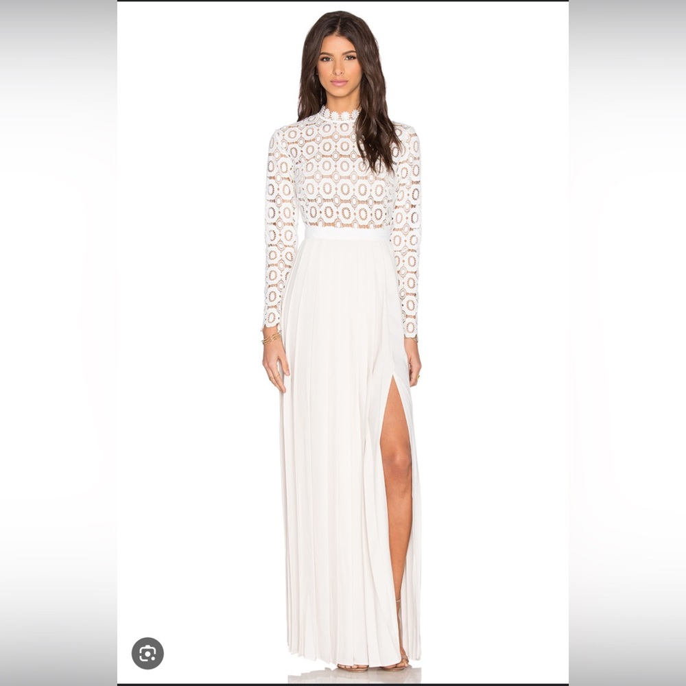 Self-Portrait Pleated Crochet Floral Maxi Dress